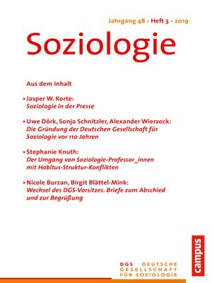 cover image of Soziologie 3/2019